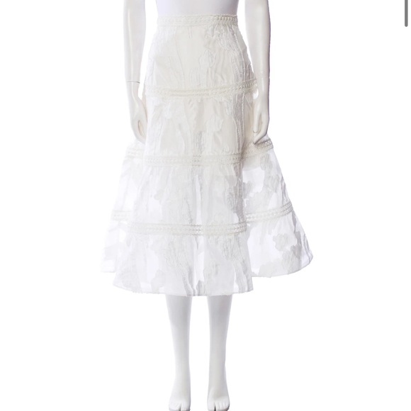 ALEXIS tiered lace appliqués structure midid dress cream Size S/M - Picture 1 of 17